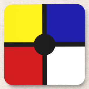 Elegant Abstract Black, Blue, Red, Yellow & White Coaster