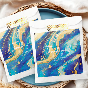 Elegant Abstract Blue Gold Colourful Thank You Gif Favour Bags