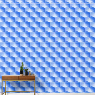 Elegant Abstract Blue Grey White Cubed Stripes Wallpaper