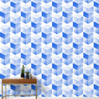 Elegant Abstract Blue Grey White Vertical Cube Art