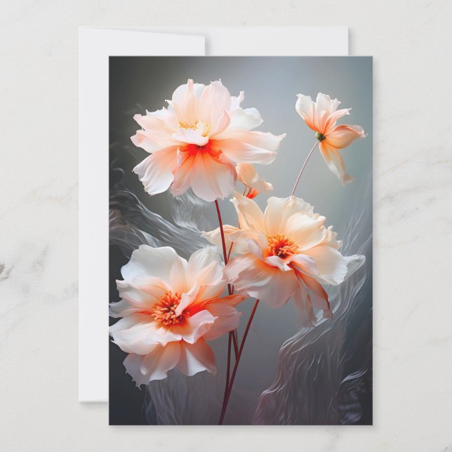 Elegant Abstract Blush Flower Misty Flow Announcement (Front)
