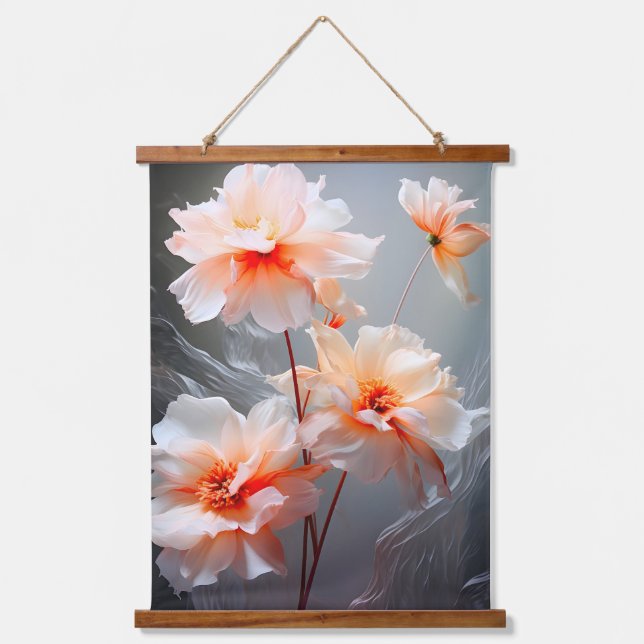 Elegant Abstract Blush Flower Misty Flow Hanging Tapestry (Front)