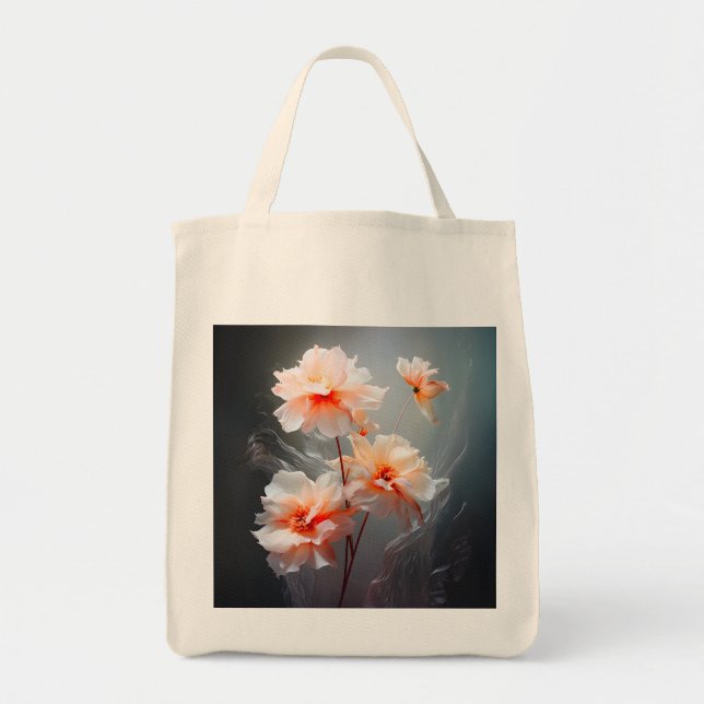 Elegant Abstract Blush Flower Misty Flow Tote Bag (Front)