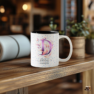 Elegant Abstract Boho Chic Floral Monogram Mug - D