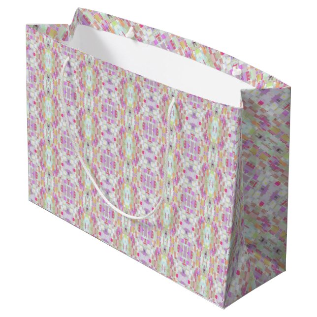 Elegant Abstract Boho Pattern Art, Colourful Paste Large Gift Bag (Back Angled)