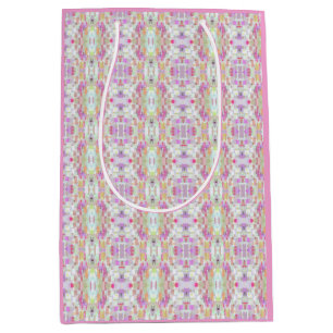 Elegant Abstract Boho Pattern Art, Pastel Pink Medium Gift Bag