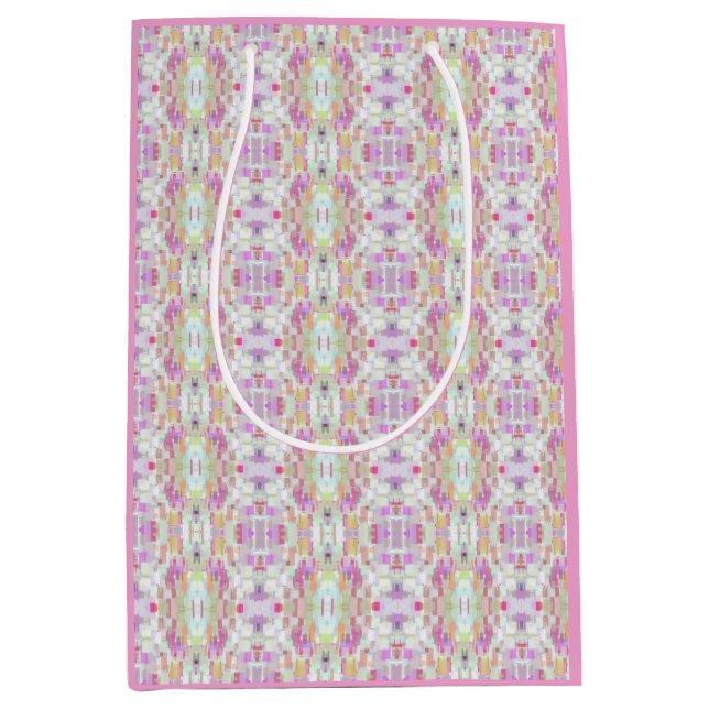 Elegant Abstract Boho Pattern Art, Pastel Pink Medium Gift Bag (Front)