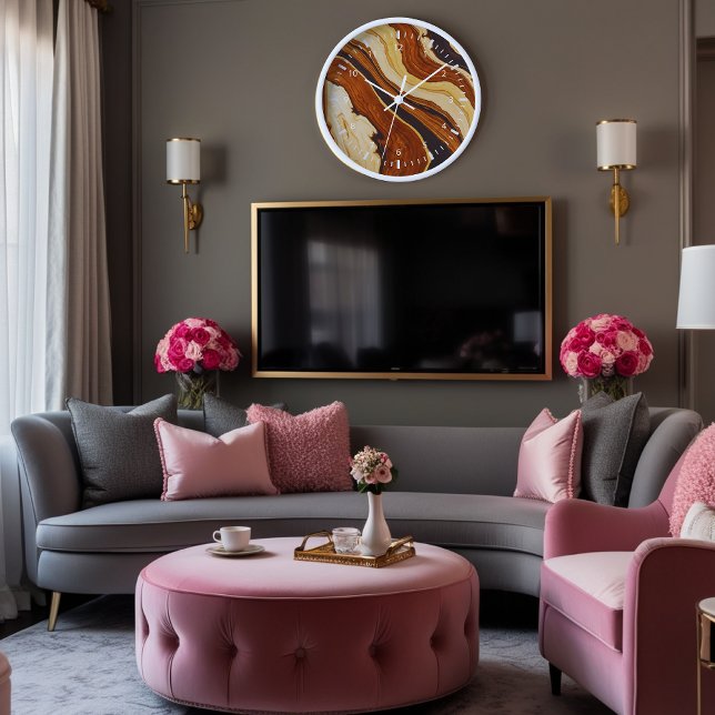 Elegant Abstract Brown Swirl Wall Clock (Creator Uploaded)