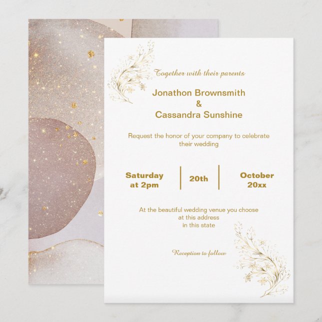 ELEGANT ABSTRACT BUBBLE WEDDING INVITATION (Front/Back)