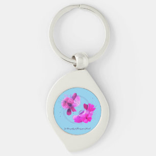 Elegant Abstract Coral Floral Art Key Ring