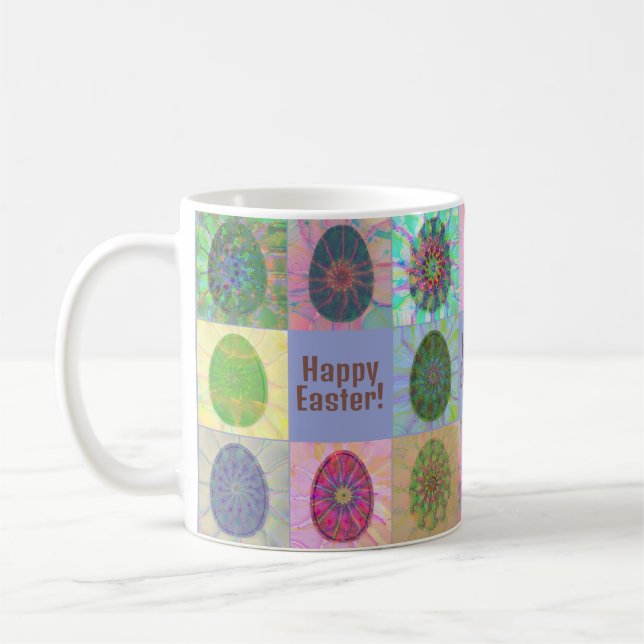 Elegant Abstract Decorative Colourful Eggs Collage Coffee Mug (Left)
