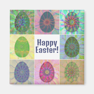 Elegant Abstract Decorative Colourful Eggs Collage Magnet