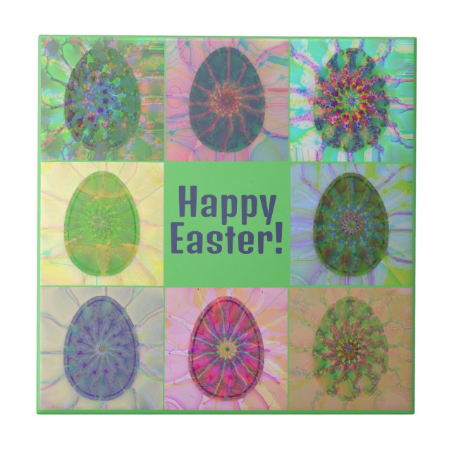 Elegant Abstract Decorative Colourful Eggs Collage Tile (Front)