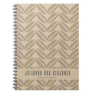 Elegant Abstract Dots Pattern Beige Custom Wedding Notebook