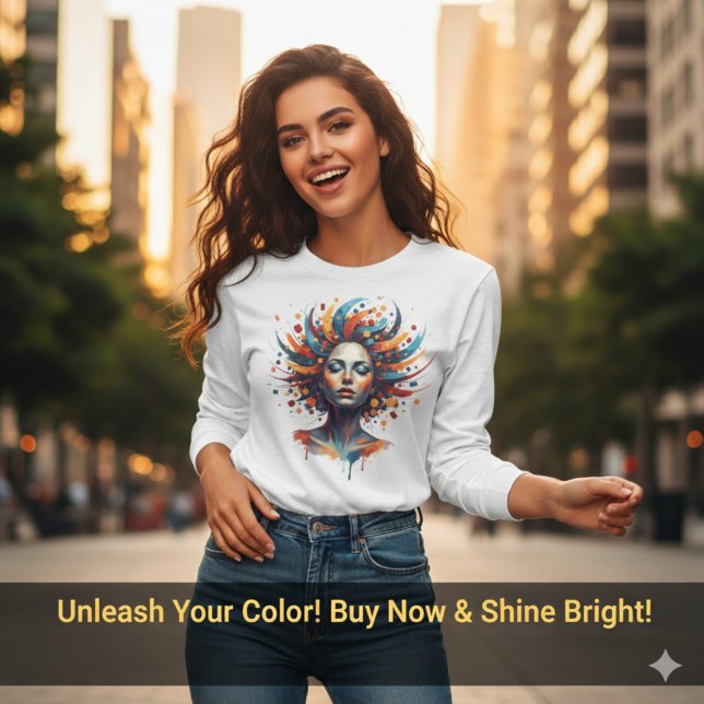 Elegant Abstract Dreamer Woman Portrait Art T-Shirt (Elegant Abstract Dreamer Woman Portrait Art)