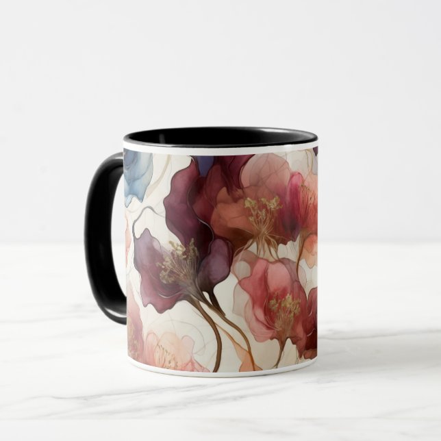 Elegant Abstract Floral Art Cup Modern Botanical  (Front Left)