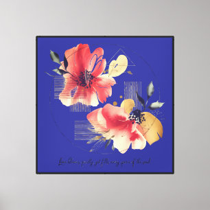 Elegant Abstract Floral Art with Gold Accents Canvas Print