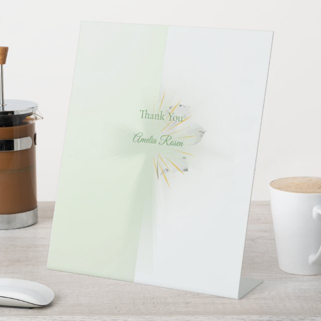 Elegant abstract floral Cross baptism pedestal sig Sign (In SItu)