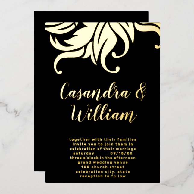 Elegant Abstract Floral Gold Wedding    (Front/Back)