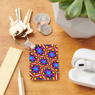 Elegant Abstract Floral Pattern Key Ring