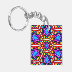Elegant Abstract Floral Pattern Key Ring