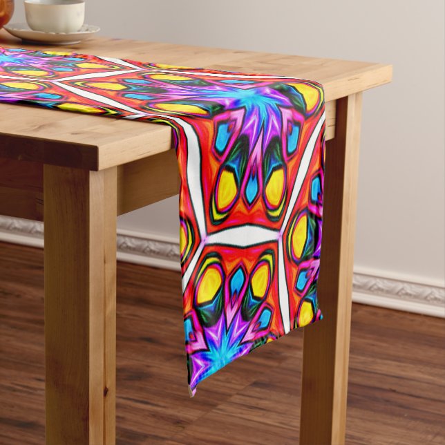 Elegant Abstract Floral Pattern Long Table Runner (In Situ)
