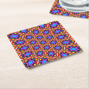 Elegant Abstract Floral Pattern Square Paper Coaster