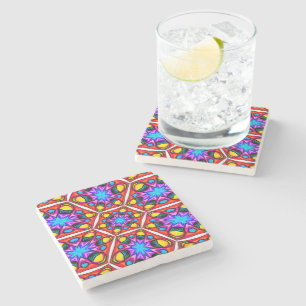 Elegant Abstract Floral Pattern Stone Coaster