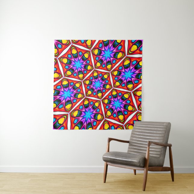 Elegant Abstract Floral Pattern Tapestry (In Situ)