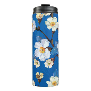 Elegant abstract floral pattern thermal tumbler