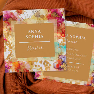 Elegant Abstract Floral  Square Business Card