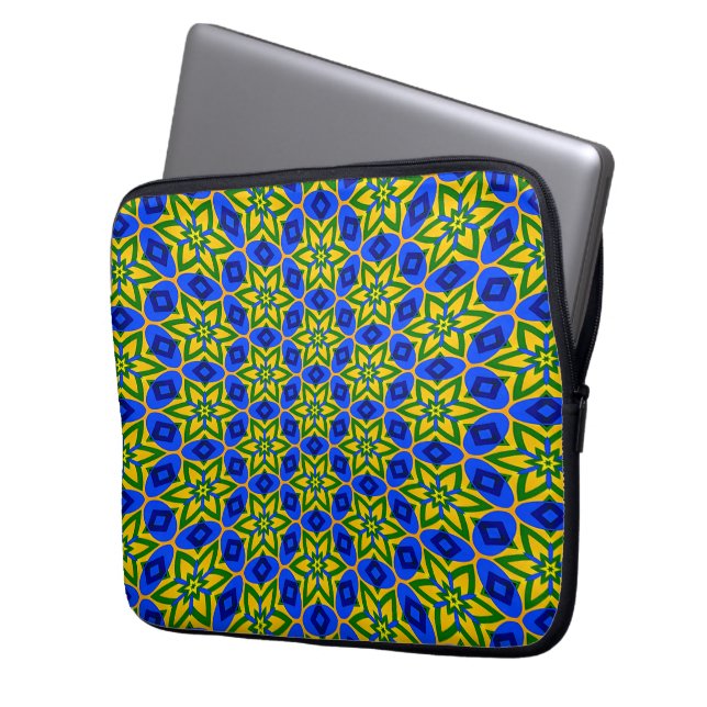 Elegant Abstract Flowers Pattern Laptop Sleeve (Front Left)