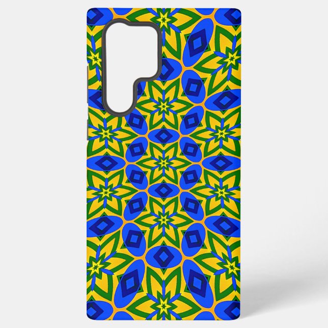 Elegant Abstract Flowers Pattern Samsung Galaxy S22 Ultra Case (Back)