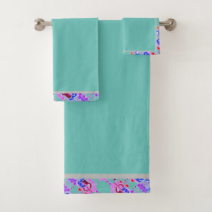 Elegant Abstract Geometric Backround Green 1 Bath Towel Set