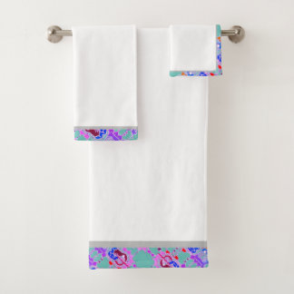 Elegant Abstract Geometric Backround White Bath Towel Set