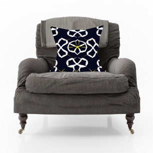 Elegant Abstract Geometric Pattern in Navy Blue Cushion