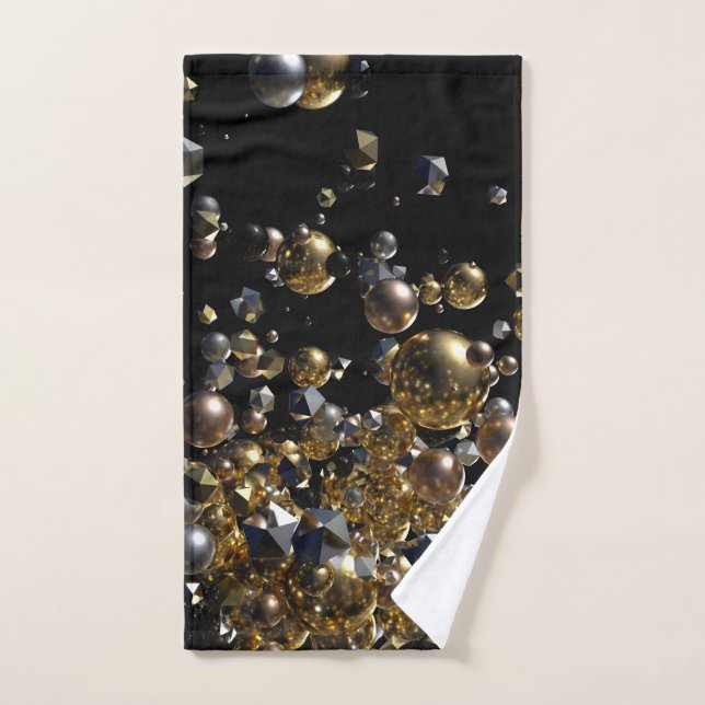 Elegant Abstract Geometry Explosion -Gold & Silver Hand Towel (Hand Towel)