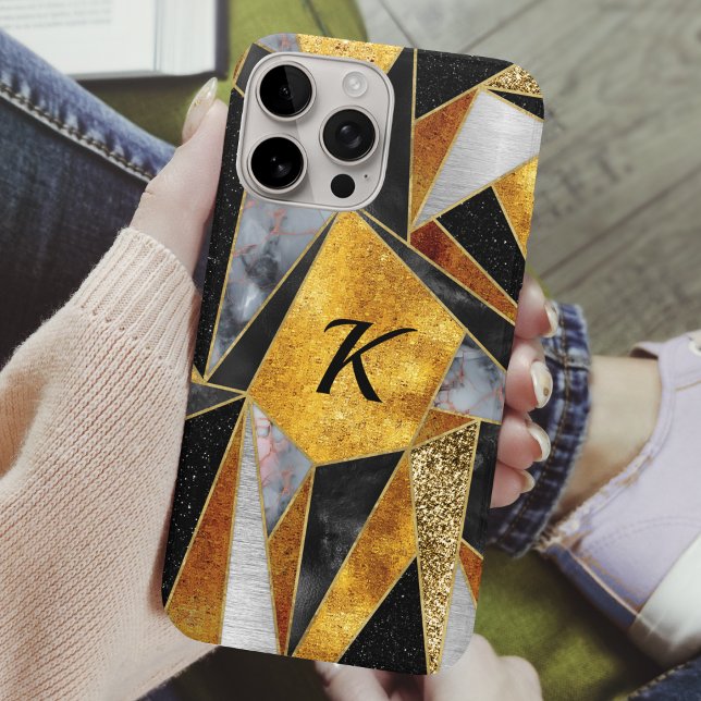 Elegant abstract gold black geometric Case-Mate iPhone case (Creator Uploaded)