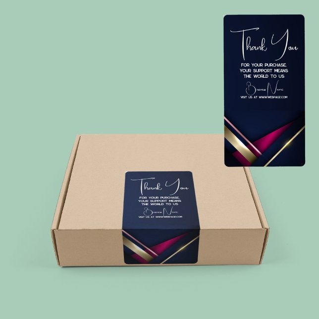 Elegant Abstract Gold Blue Thank You Box Label (Creator Uploaded)
