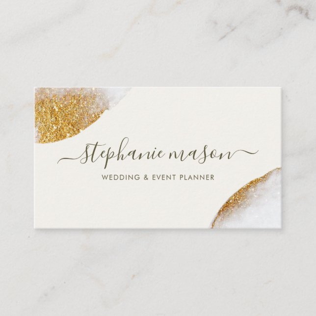 Elegant Abstract Gold Glitter Watercolor Calling Card (Front)