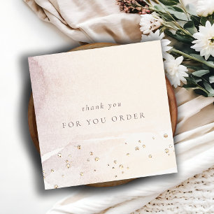 Elegant Abstract Gold Purple Logo Thank You Order Square Business Card