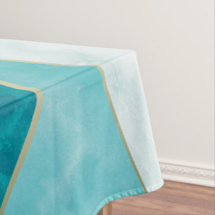 Elegant Abstract Gold Waves & Teal Marble Grunge   Tablecloth