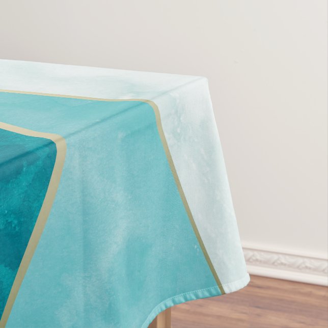 Elegant Abstract Gold Waves & Teal Marble Grunge | Tablecloth (In Situ)