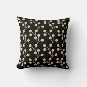 Elegant Abstract Golden Jade Tree on Black Cushion