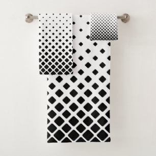 Elegant Abstract Gradient Black Diamonds on White Bath Towel Set