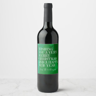 Elegant Abstract Green Festive Christmas Custom Wine Label