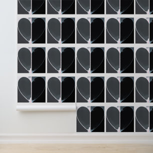 Elegant Abstract Half Hearts Pattern Black & White Wallpaper