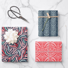 Elegant Abstract in Navy and Pink Christmas Wrapping Paper Sheet