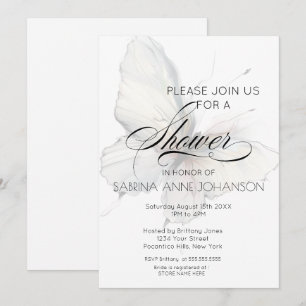 Elegant Abstract Ink Pastel Butterflies  Invitation