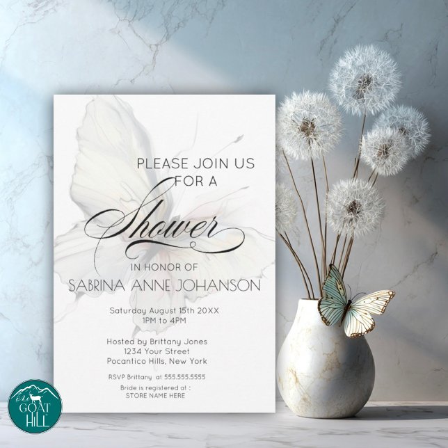 Elegant Abstract Ink Pastel Butterflies  Invitation (Creator Uploaded)
